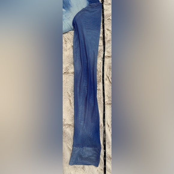 Zara Blue Sheer Mesh Long Sleeve Top Bodysuit - Picture 7 of 10